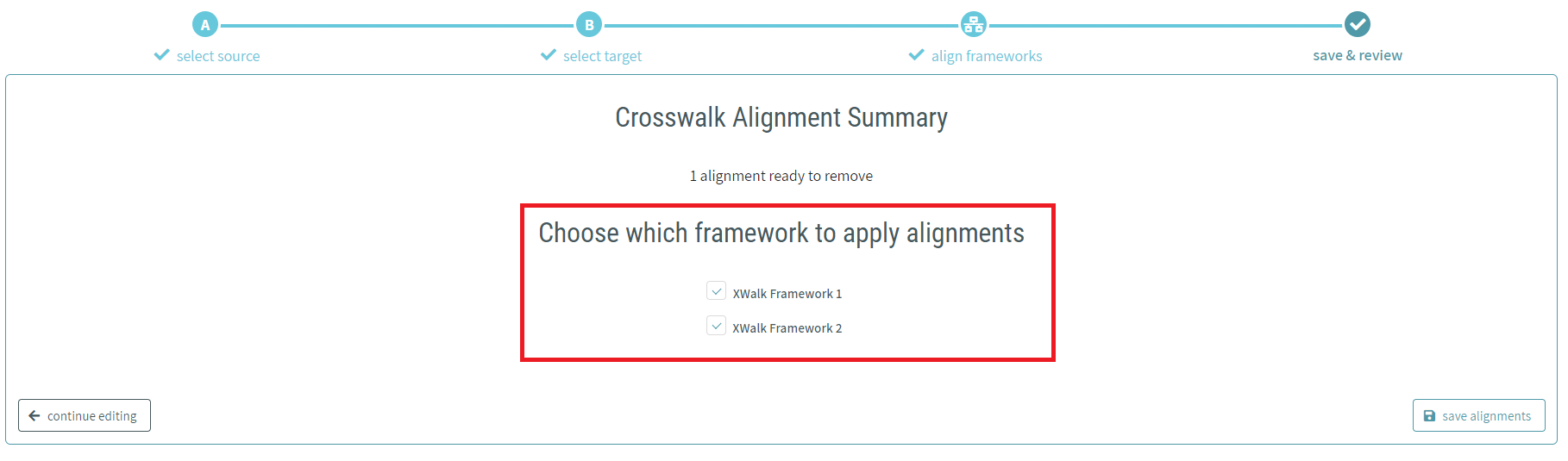 CAT Crosswalk Frameworks - Framework Application Selection