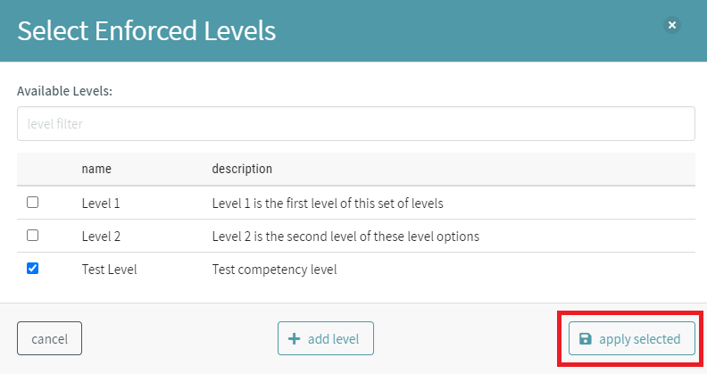 Select Enforced Levels