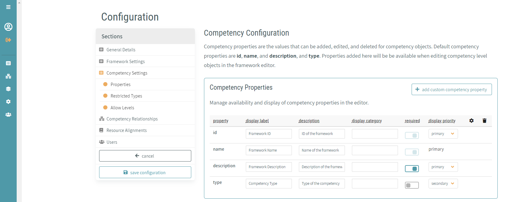 Competency Configuration