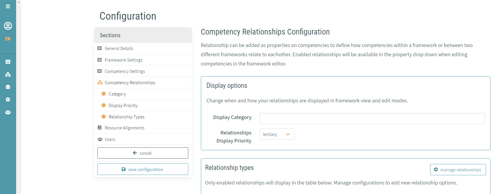 Competnecy Relationship Configuration