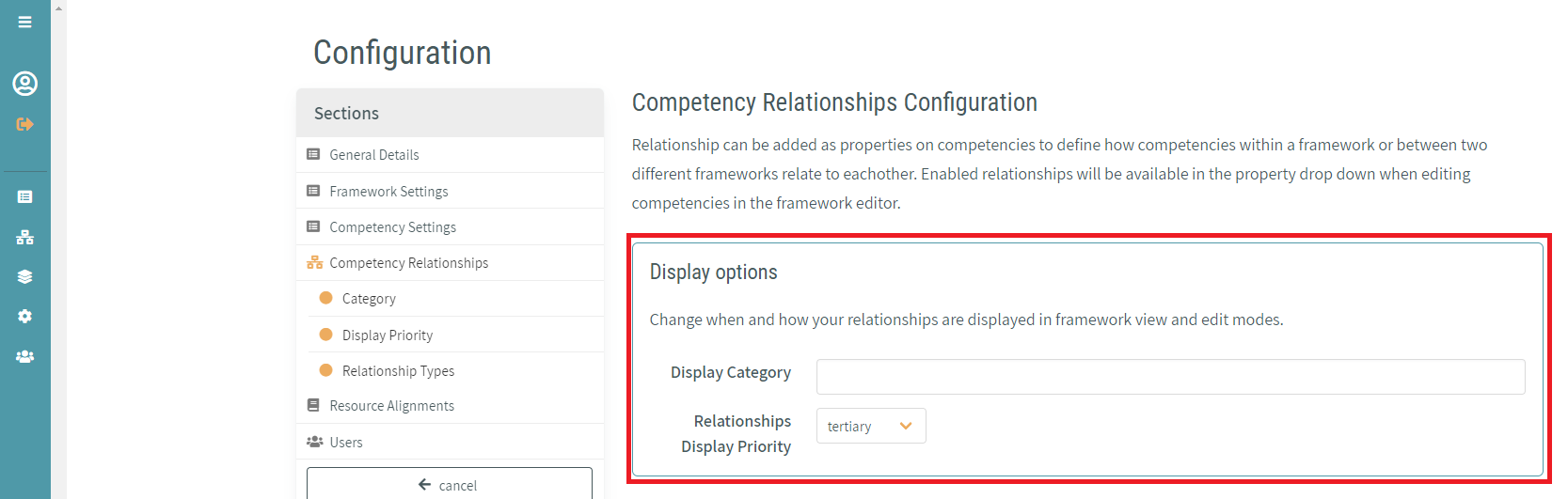 Relationship Display Options