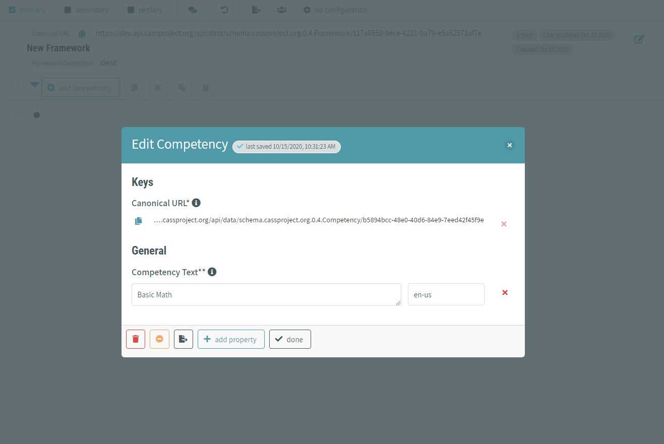 CAT Competency Framework Management - Edit Modal