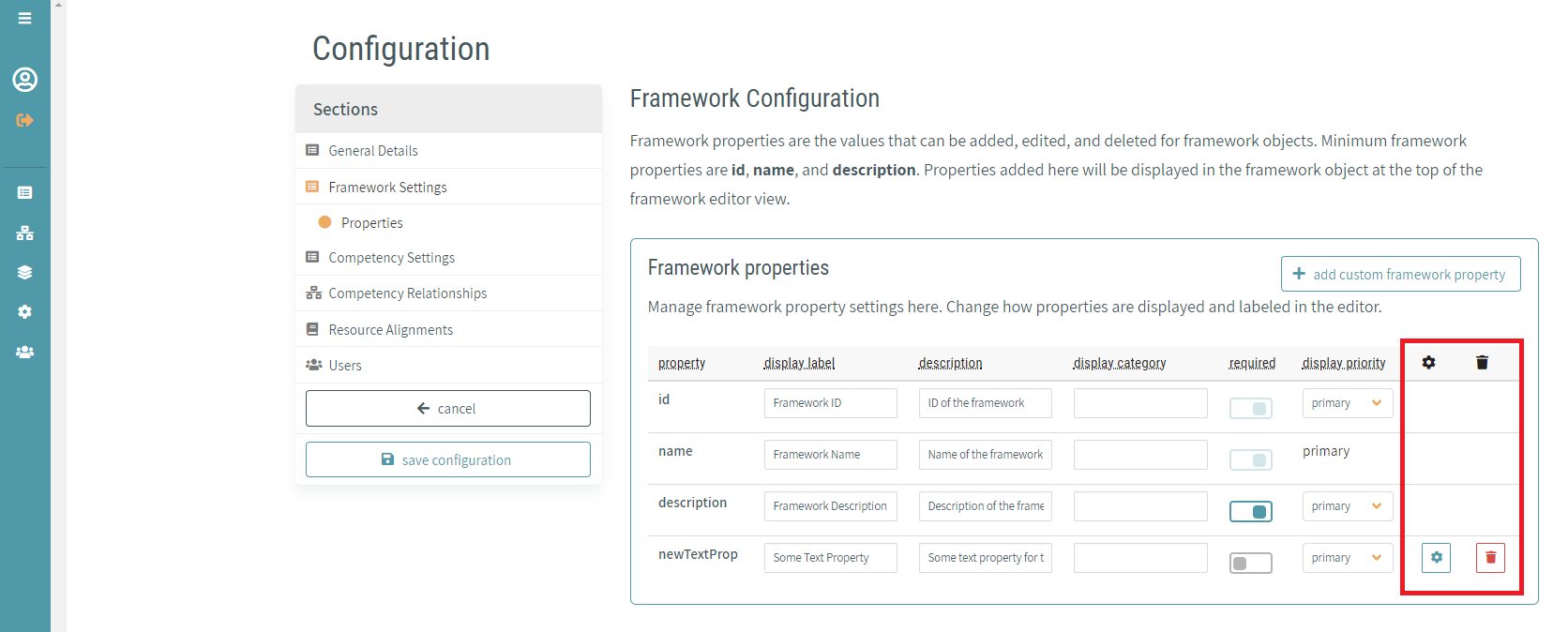 Framework Configuration