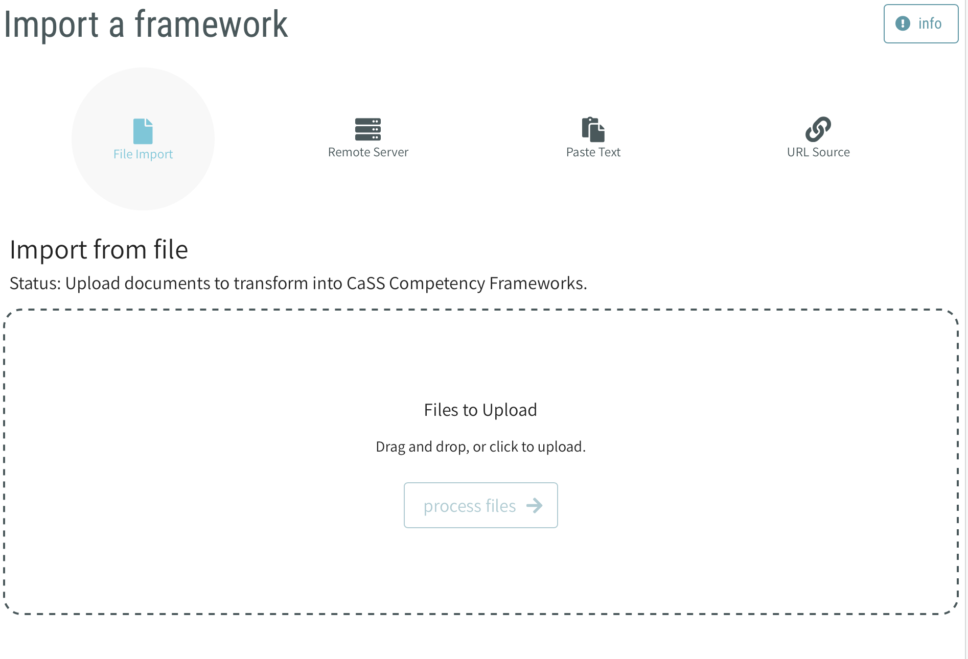 CAT Competency Framework Management - Importing Frameworks