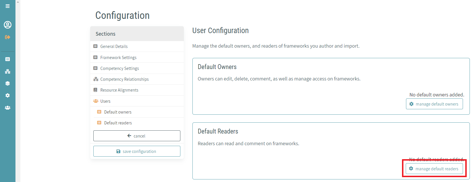 Manage Default Readers